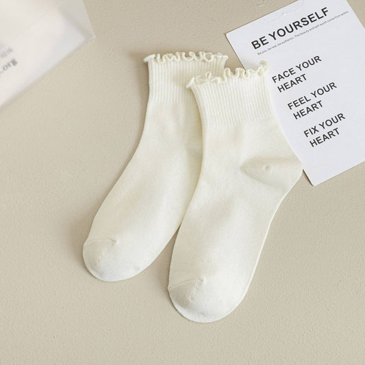 Ruffle Socks - White - KJ Clothier