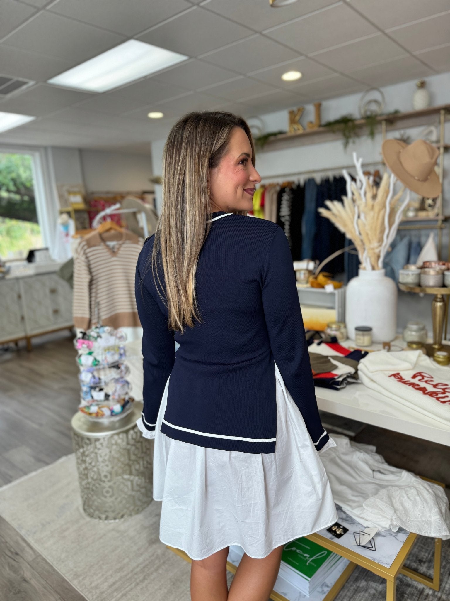 Sailor Gold Accent Dress - Navy - KJ Clothier