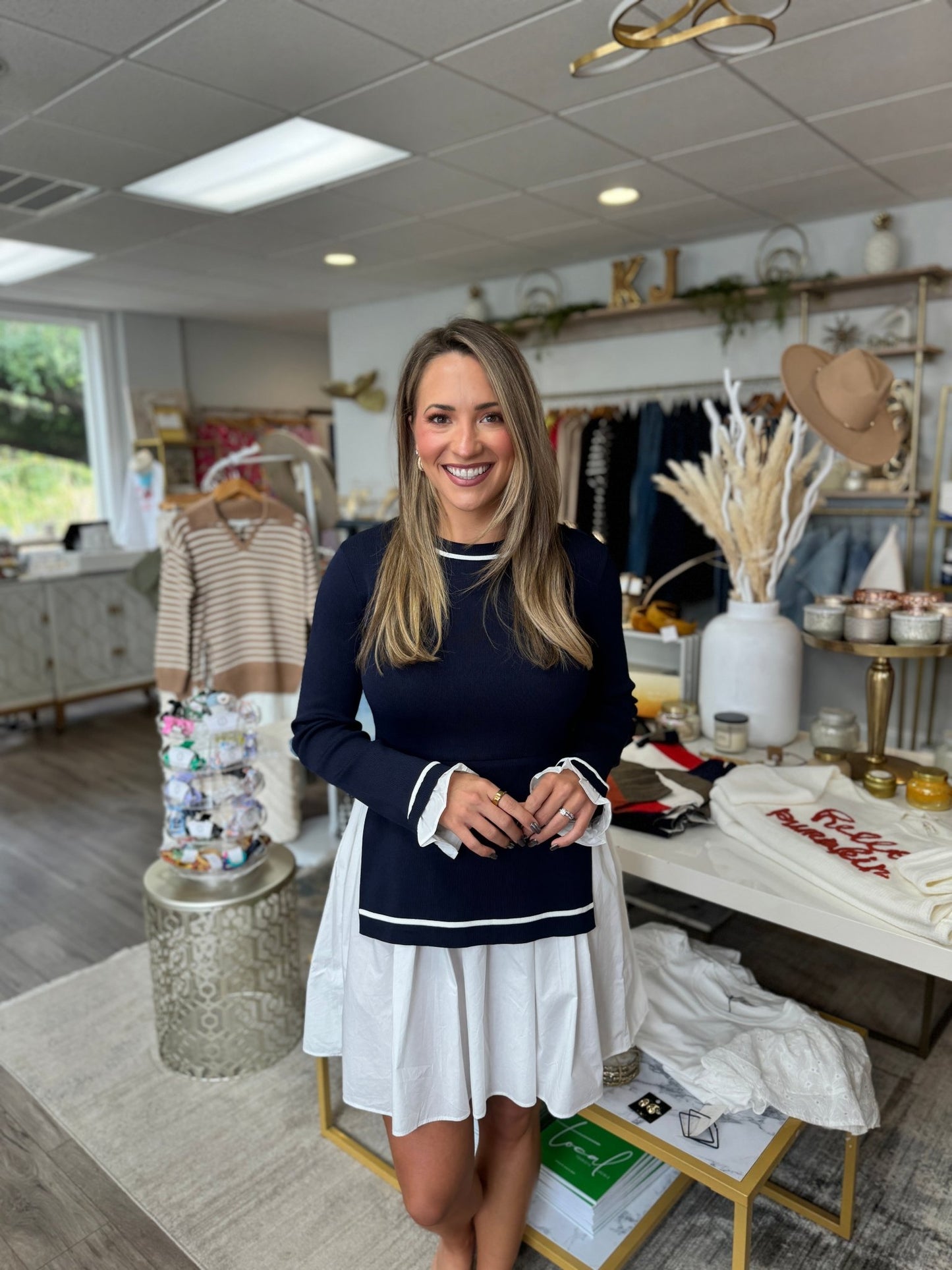 Sailor Gold Accent Dress - Navy - KJ Clothier