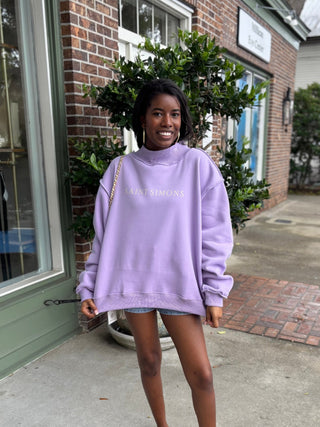 Saint Simons Mock Neck Sweatshirt - Lavender - KJ Clothier