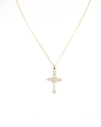 Serenity CZ Cross Necklace - Gold - KJ Clothier