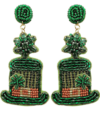 Shamrock Hat Beaded Earrings - KJ Clothier