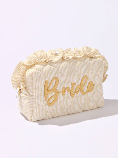 Shiraleah - Ruffle "Bride" Large Zip Pouch - KJ Clothier