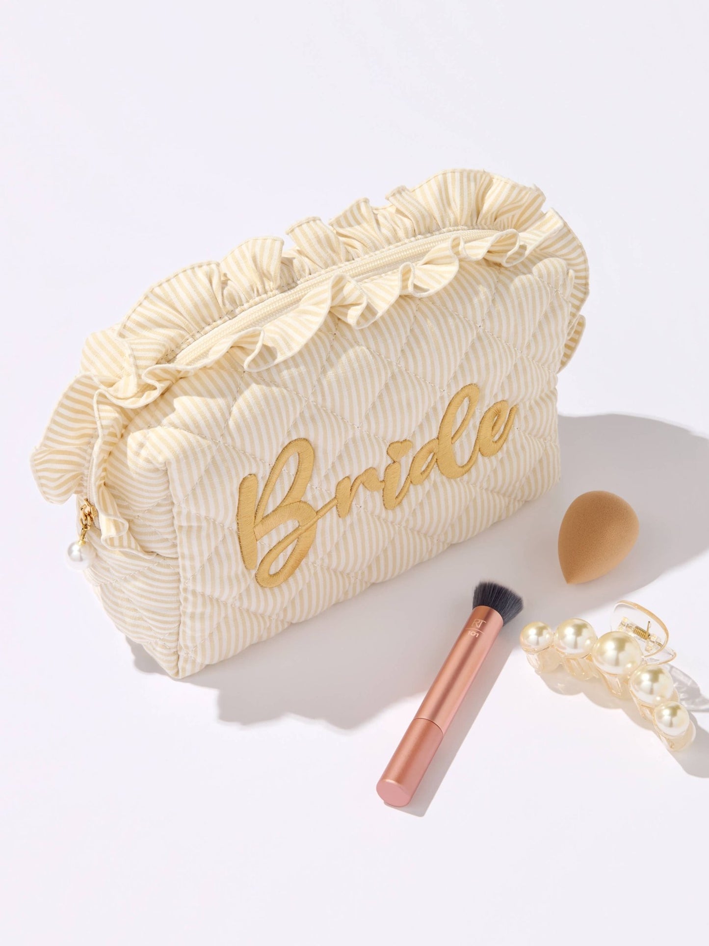Shiraleah - Ruffle "Bride" Large Zip Pouch - KJ Clothier