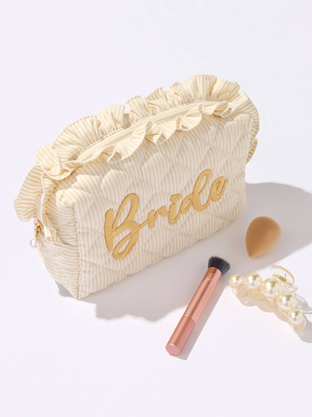 Shiraleah - Ruffle "Bride" Large Zip Pouch - KJ Clothier
