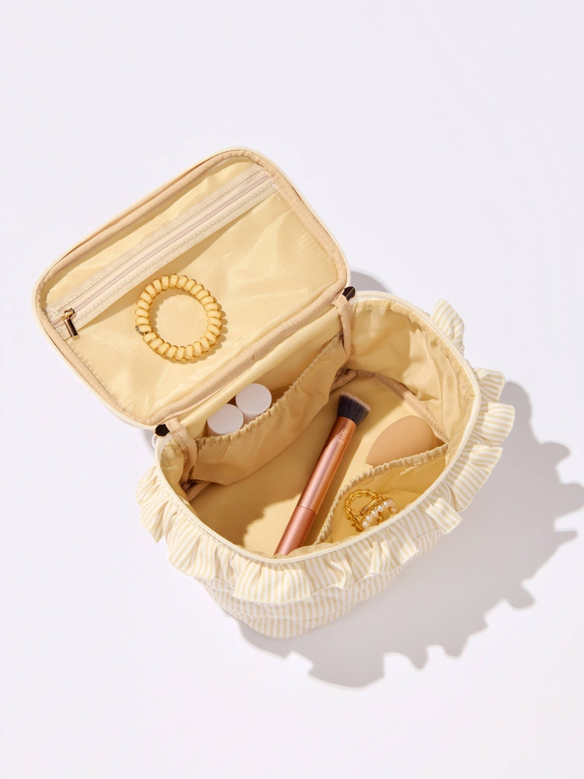 Shiraleah - Ruffle Cosmetic Case - Ivory - KJ Clothier
