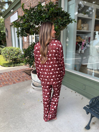 Show Me Your MuMu - Classic PJ Set - Red WIne Silky - KJ Clothier