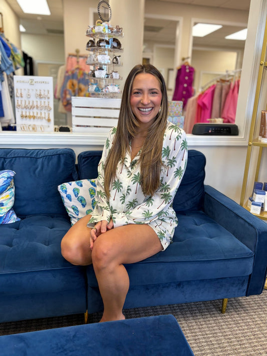 Show Me Your MuMu - Favorite PJ Set - Palm Tree Silky - KJ Clothier