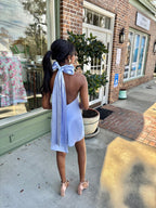 Show Me Your MuMu - Lisa Mini Dress - Borrowed Blue Luxe Satin - KJ Clothier