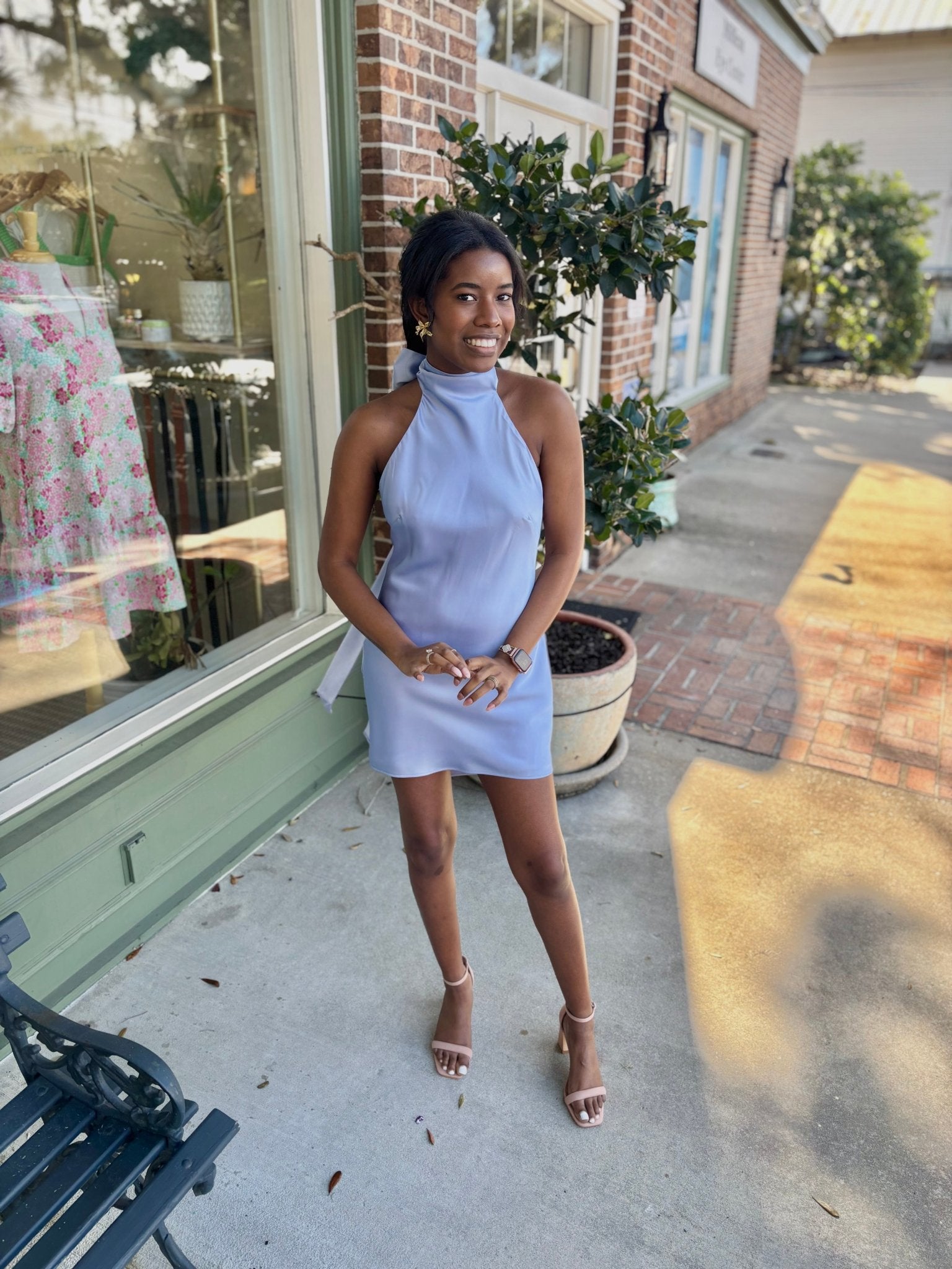 Show Me Your MuMu - Lisa Mini Dress - Borrowed Blue Luxe Satin - KJ Clothier