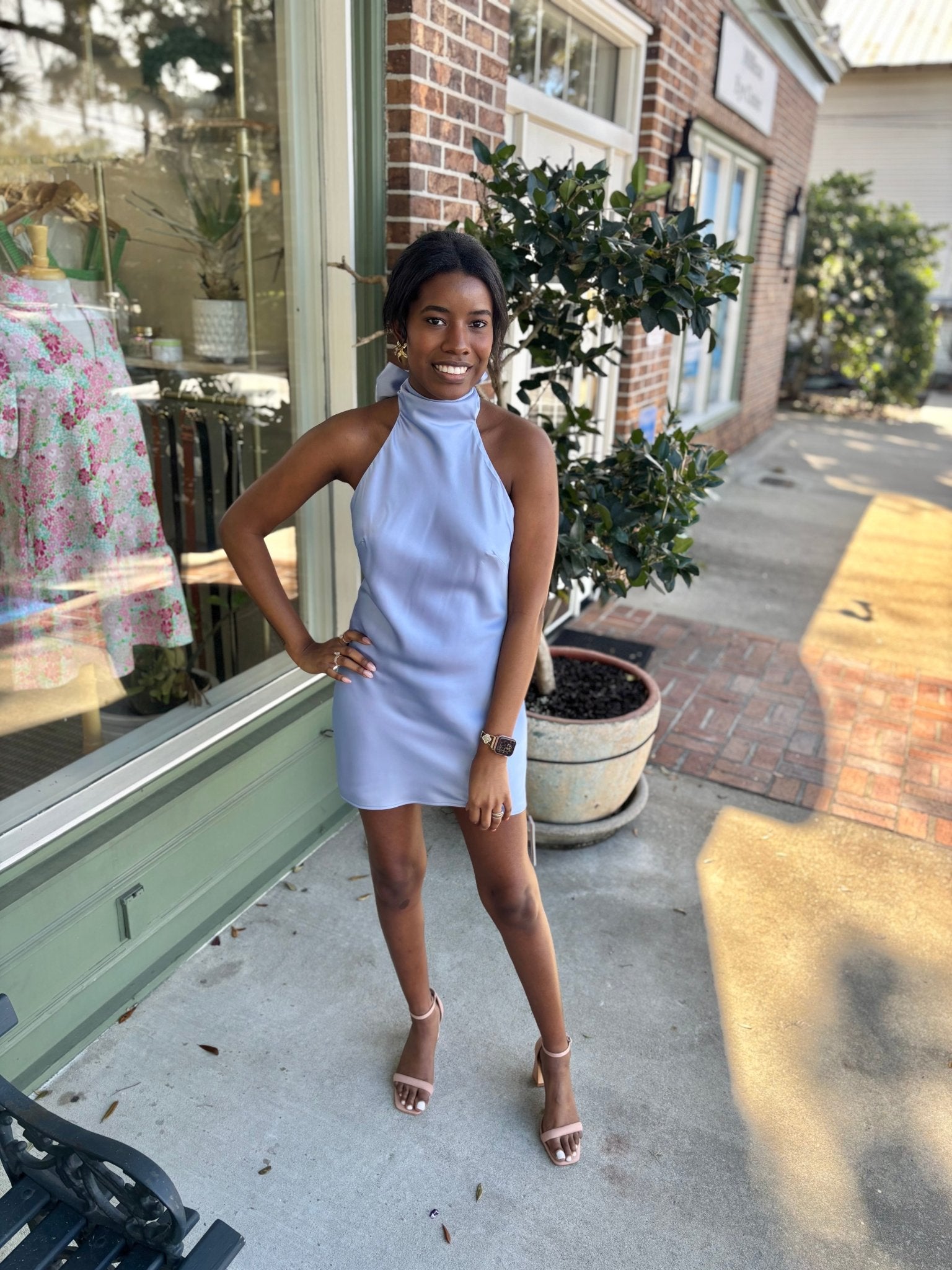 Show Me Your MuMu - Lisa Mini Dress - Borrowed Blue Luxe Satin - KJ Clothier