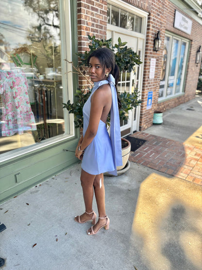 Show Me Your MuMu - Lisa Mini Dress - Borrowed Blue Luxe Satin - KJ Clothier