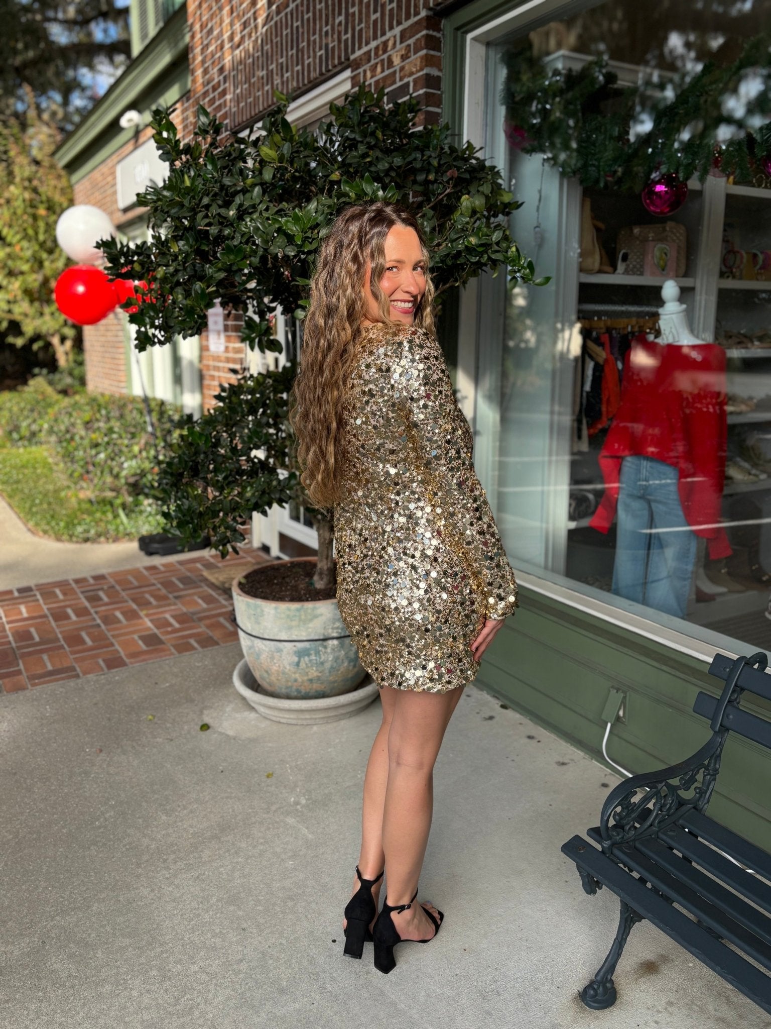 Show Me Your MuMu - Maddison Mini Dress - Gold Metallic Sequins - KJ Clothier