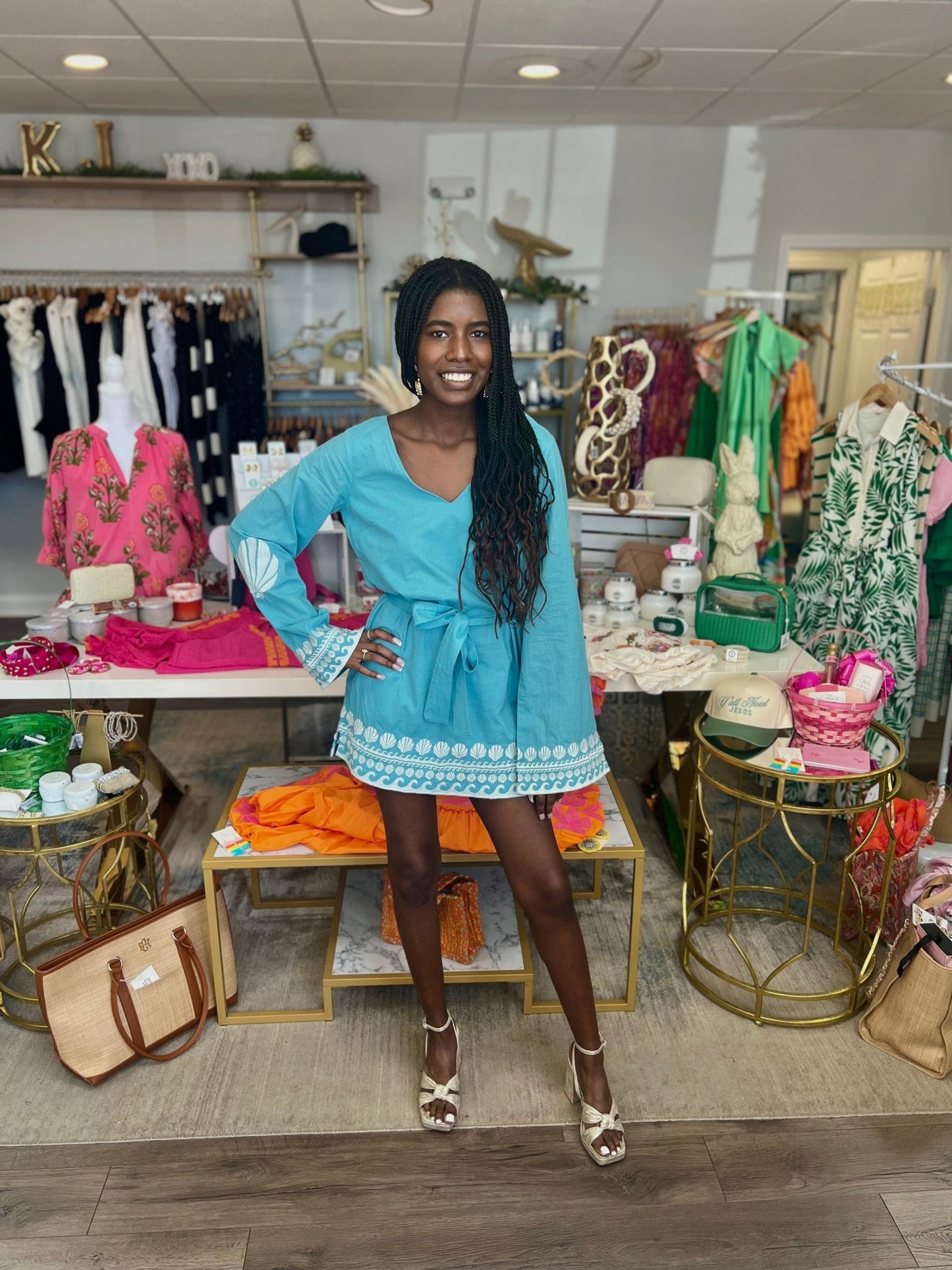 Show Me Your MuMu - Malia Mini Dress - Blue Capri Shells - KJ Clothier