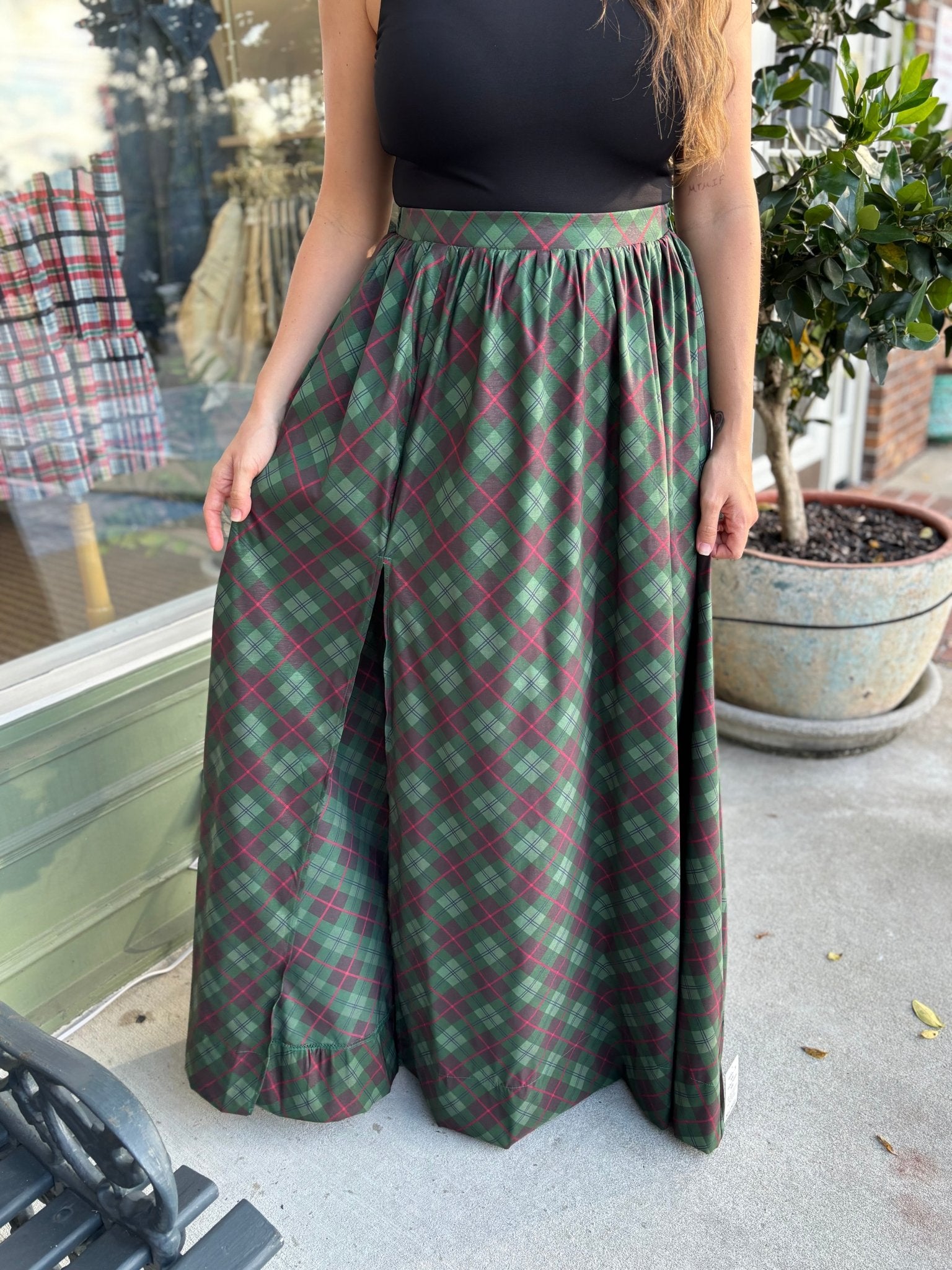 Show Me Your MuMu - Monroe Maxi Skirt - Mistletoe Plaid - KJ Clothier