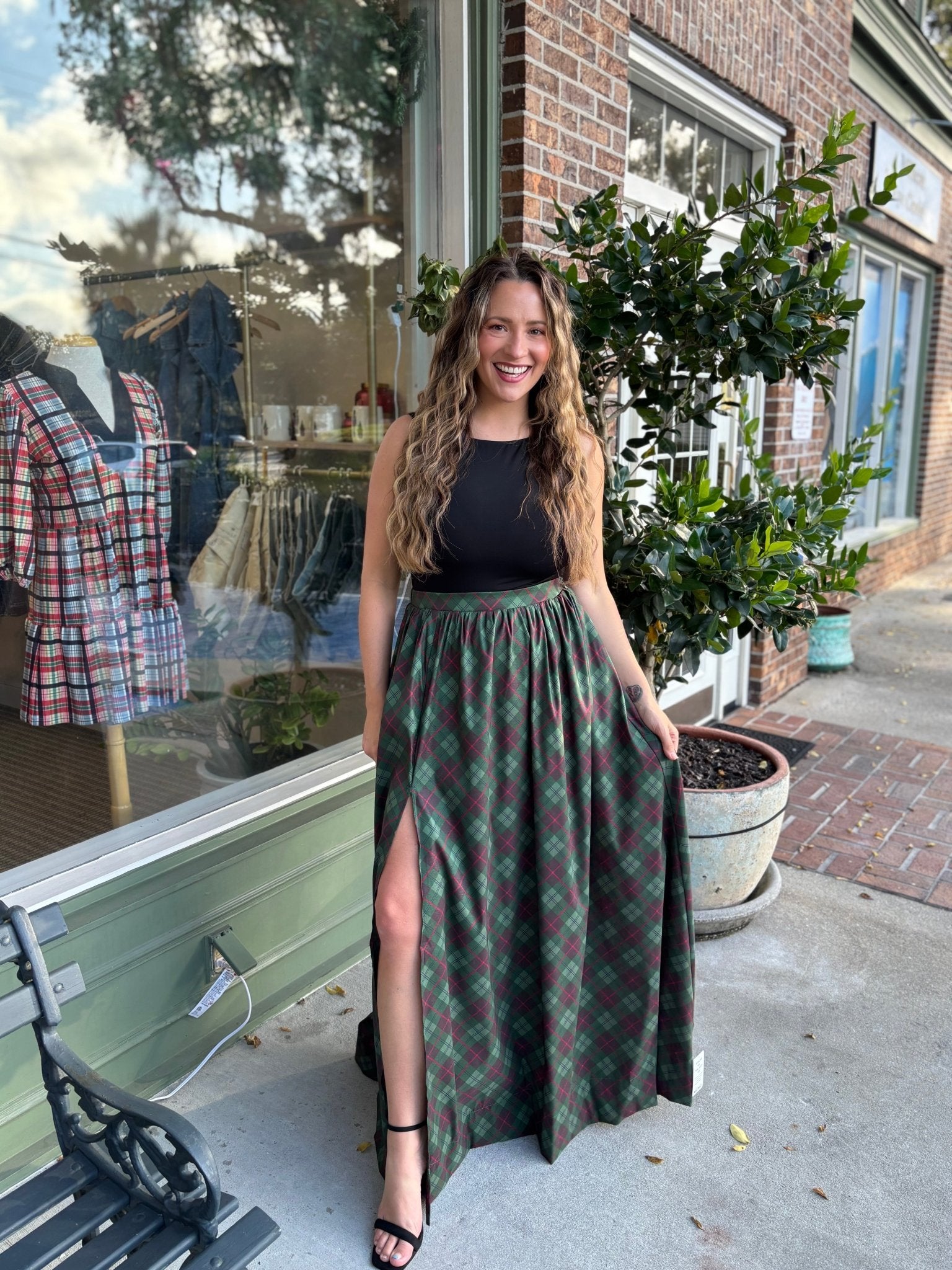 Show Me Your MuMu - Monroe Maxi Skirt - Mistletoe Plaid - KJ Clothier