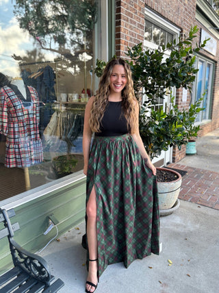 Show Me Your MuMu - Monroe Maxi Skirt - Mistletoe Plaid - KJ Clothier