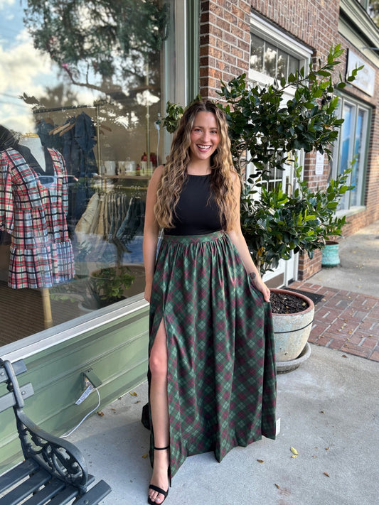 Show Me Your MuMu - Monroe Maxi Skirt - Mistletoe Plaid - KJ Clothier