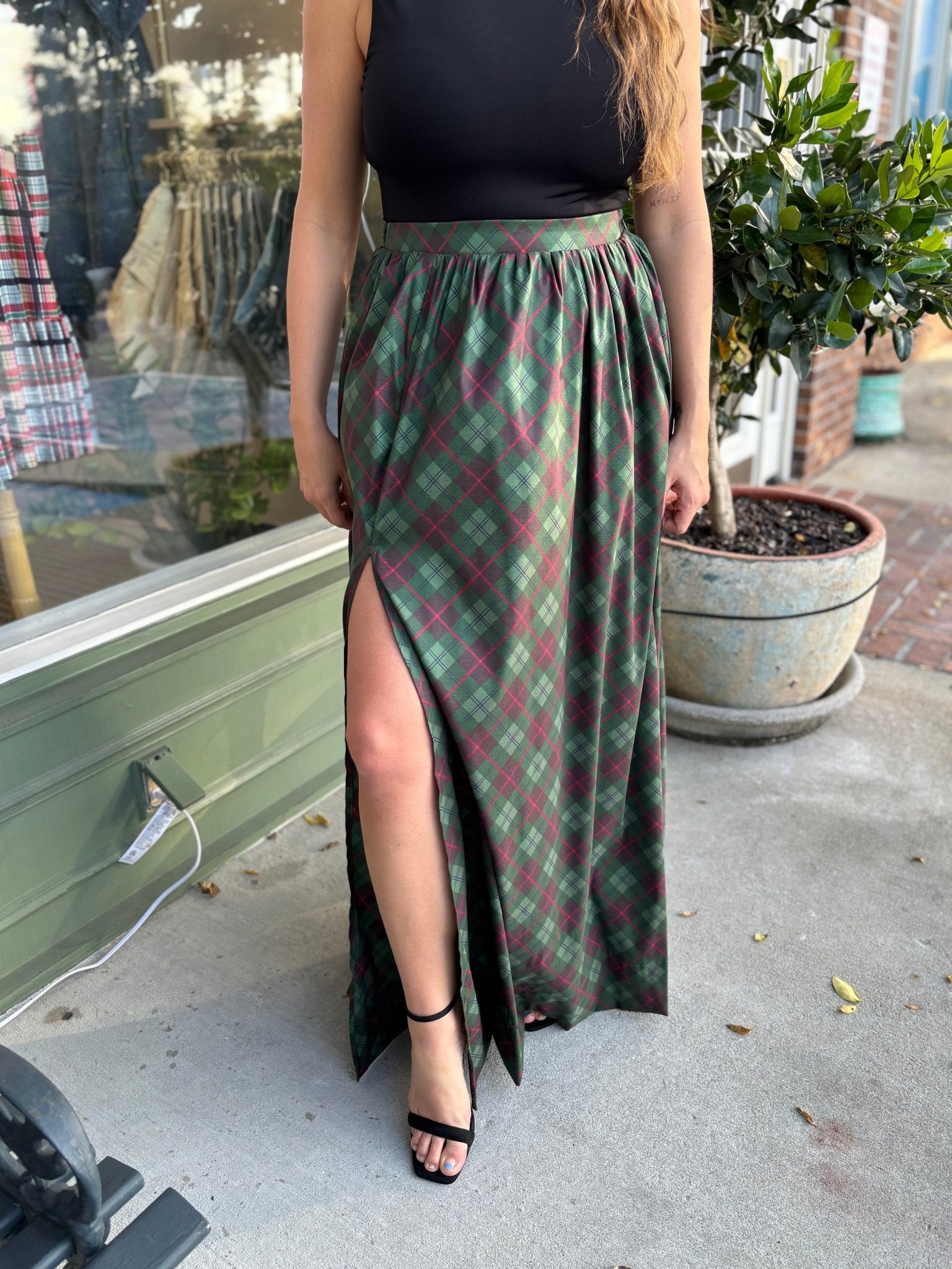 Show Me Your MuMu - Monroe Maxi Skirt - Mistletoe Plaid - KJ Clothier