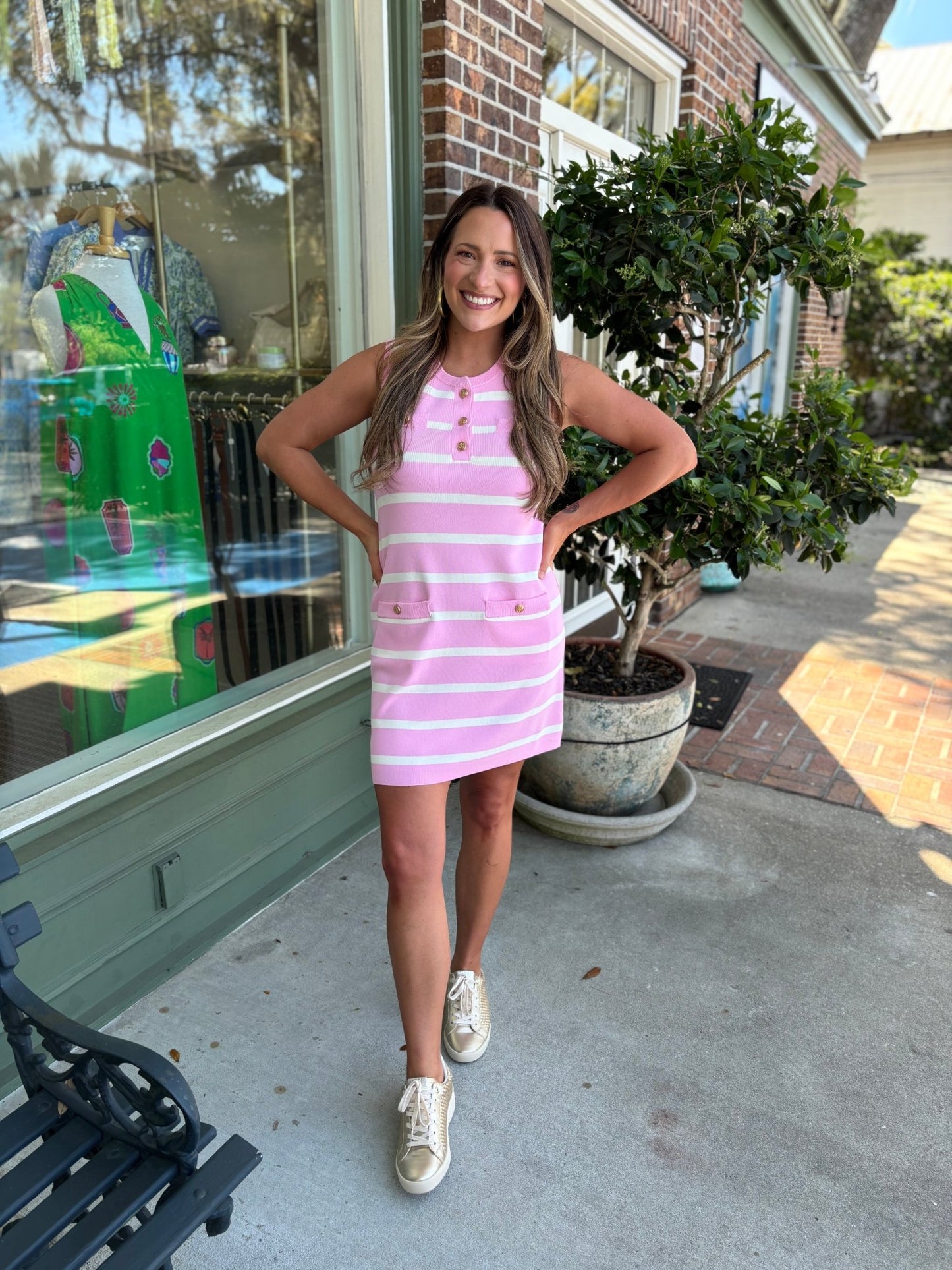 Simply Sweet Dress - Pink Stripe - KJ Clothier