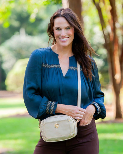 Sloane Studded Crossbody - Gold Shimmer - KJ Clothier