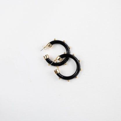 Small Acrylic Hoop Earrings - Black with Gold - KJ Clothier