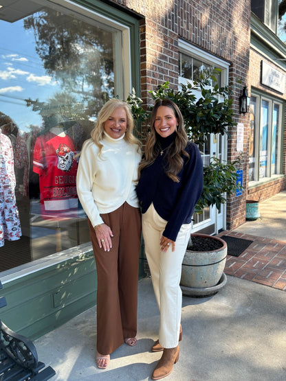 Split Front Sweater - Navy - KJ Clothier