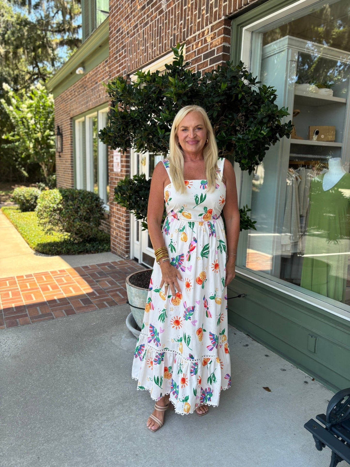 St. Tropez Dress - Cream Multi - KJ Clothier