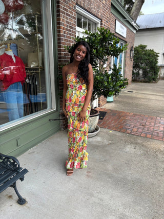 Taste of Summer Textured Strapless Dress - Fruity - KJ Clothier
