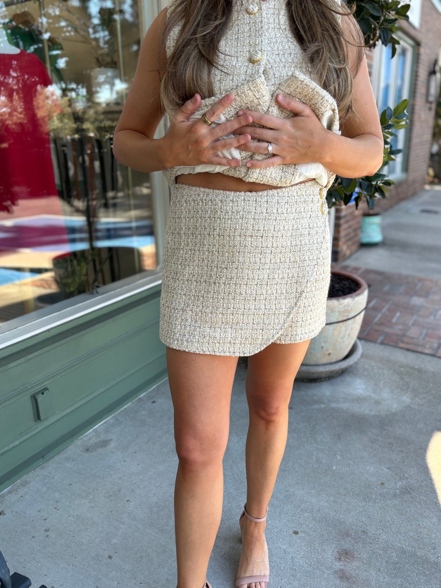 Taste of Tweed Skort - Ivory - KJ Clothier