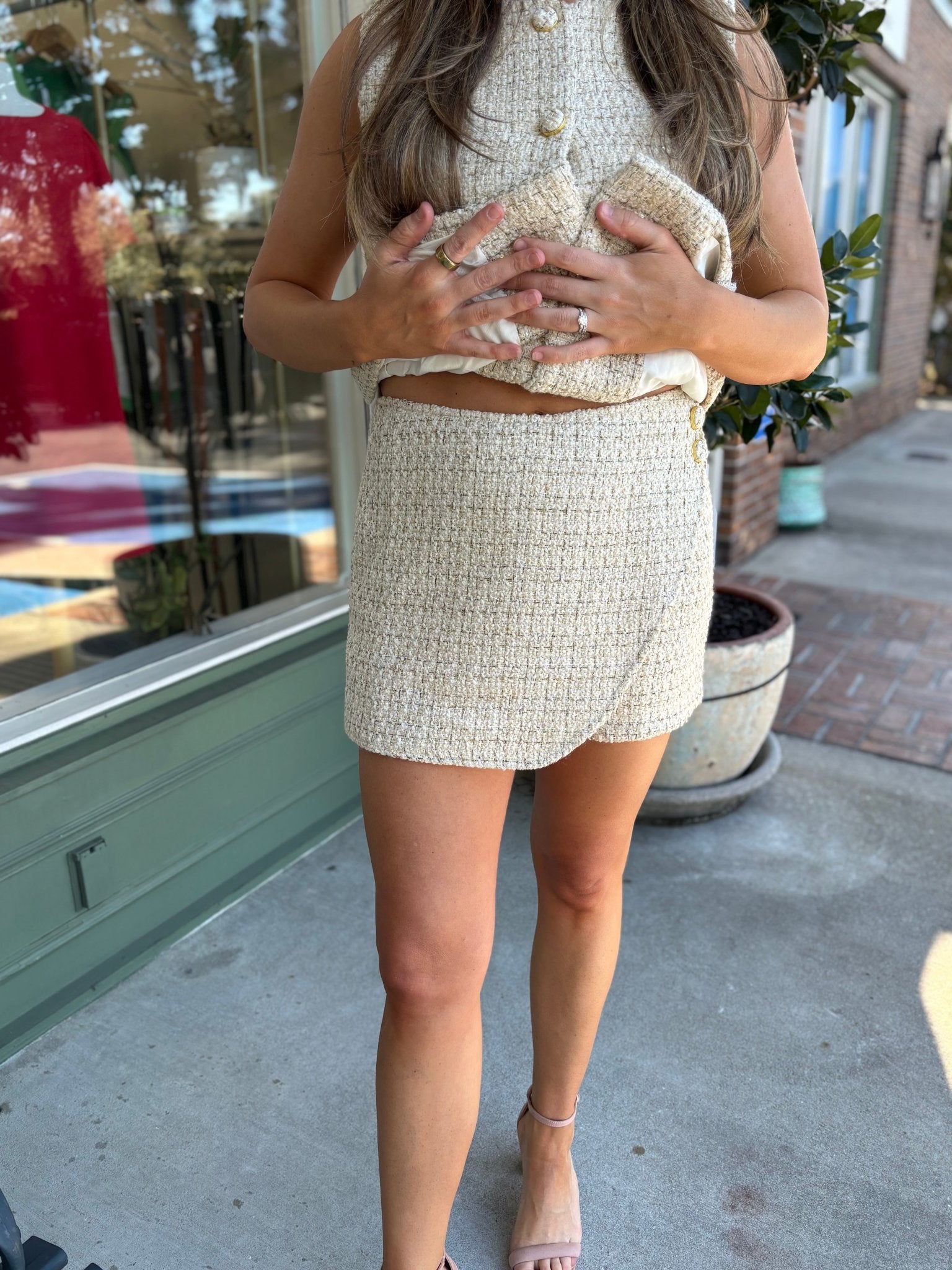 Taste of Tweed Skort - Ivory - KJ Clothier