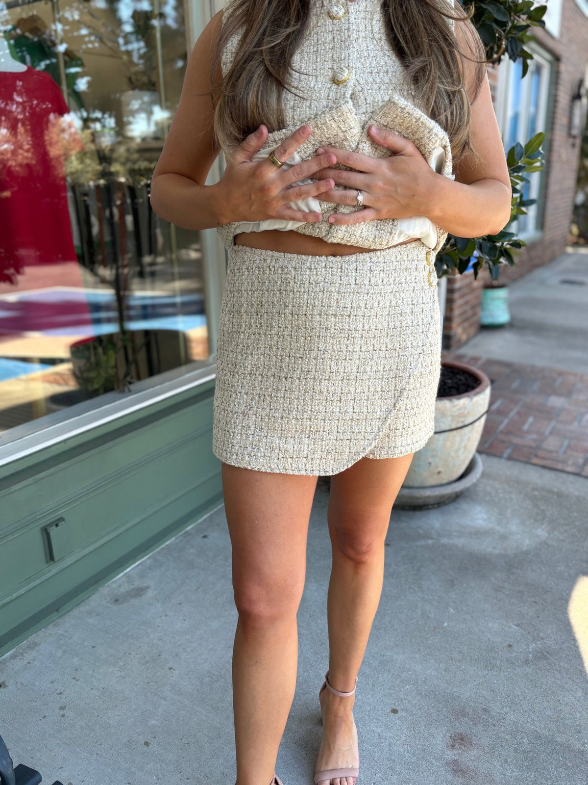 Taste of Tweed Skort - Ivory - KJ Clothier