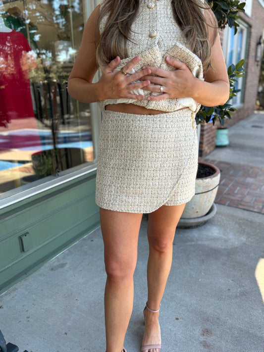 Taste of Tweed Skort - Ivory - KJ Clothier