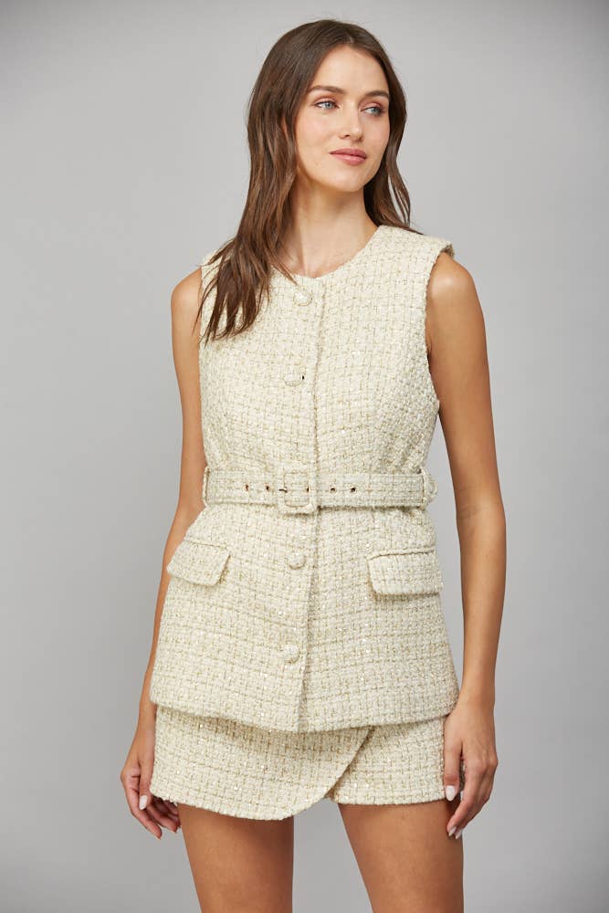 Taste of Tweed Top - Ivory - KJ Clothier