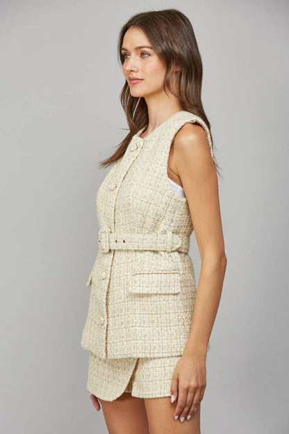 Taste of Tweed Top - Ivory - KJ Clothier