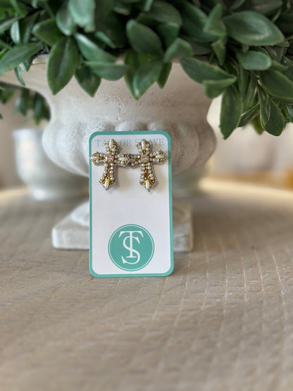 Taylor Shaye - Beaded Cross Stud - KJ Clothier