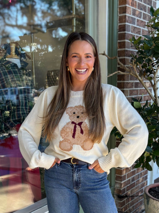 Teddy Bear Sweater - Ivory - KJ Clothier