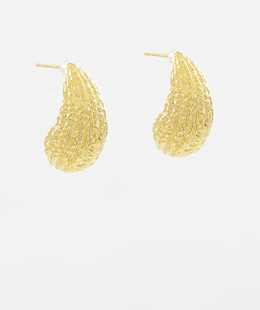 Textured Tear Drop Earring - Gold - KJ Clothier