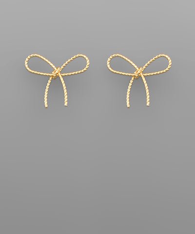 Textured Wire Bow Earrings - KJ Clothier