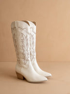 The Ainsley White | Embroidered Cowboy Western Boot - KJ Clothier