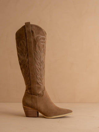 The Samara Brown | Embroidered Western Tall Boot - KJ Clothier