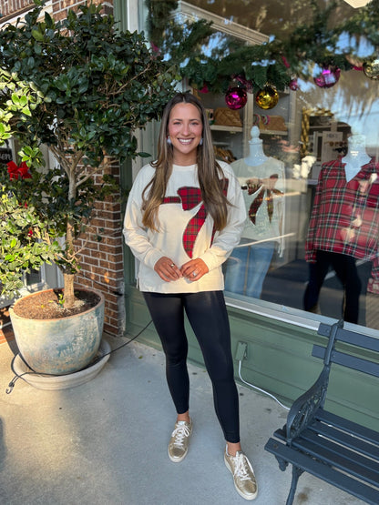 The Tartan Bow Pullover - Cream - KJ Clothier