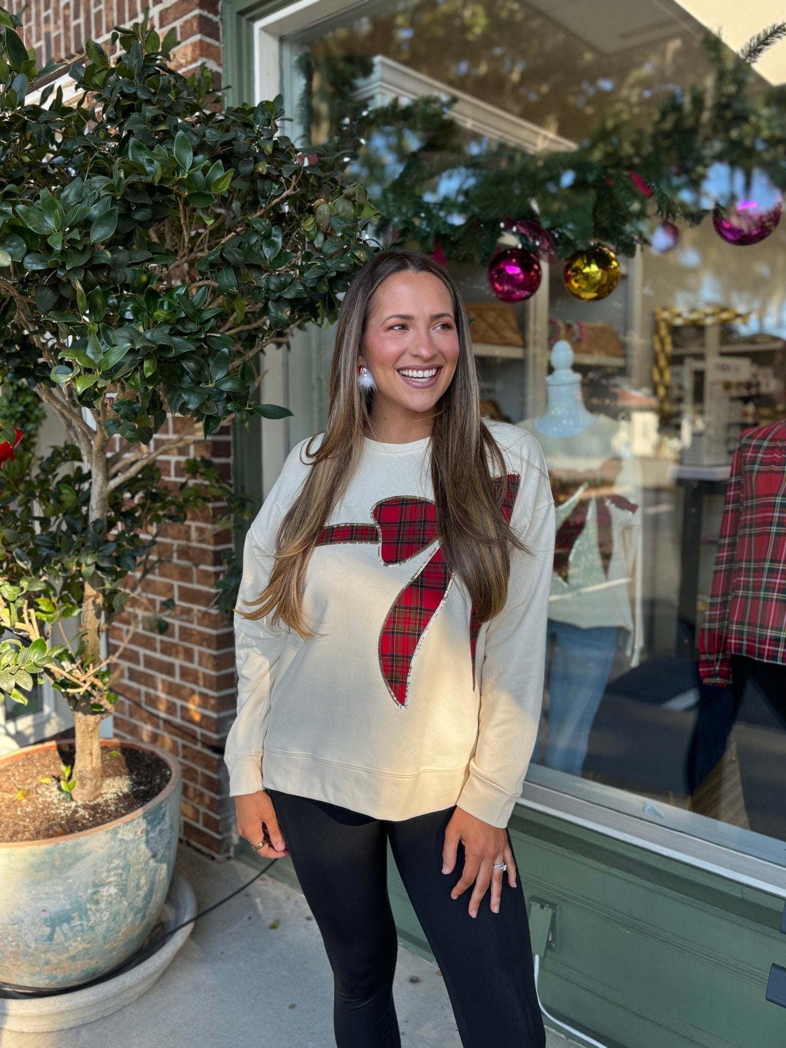 The Tartan Bow Pullover - Cream - KJ Clothier