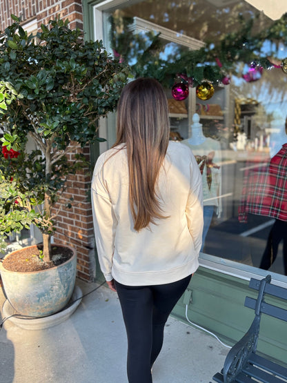 The Tartan Bow Pullover - Cream - KJ Clothier