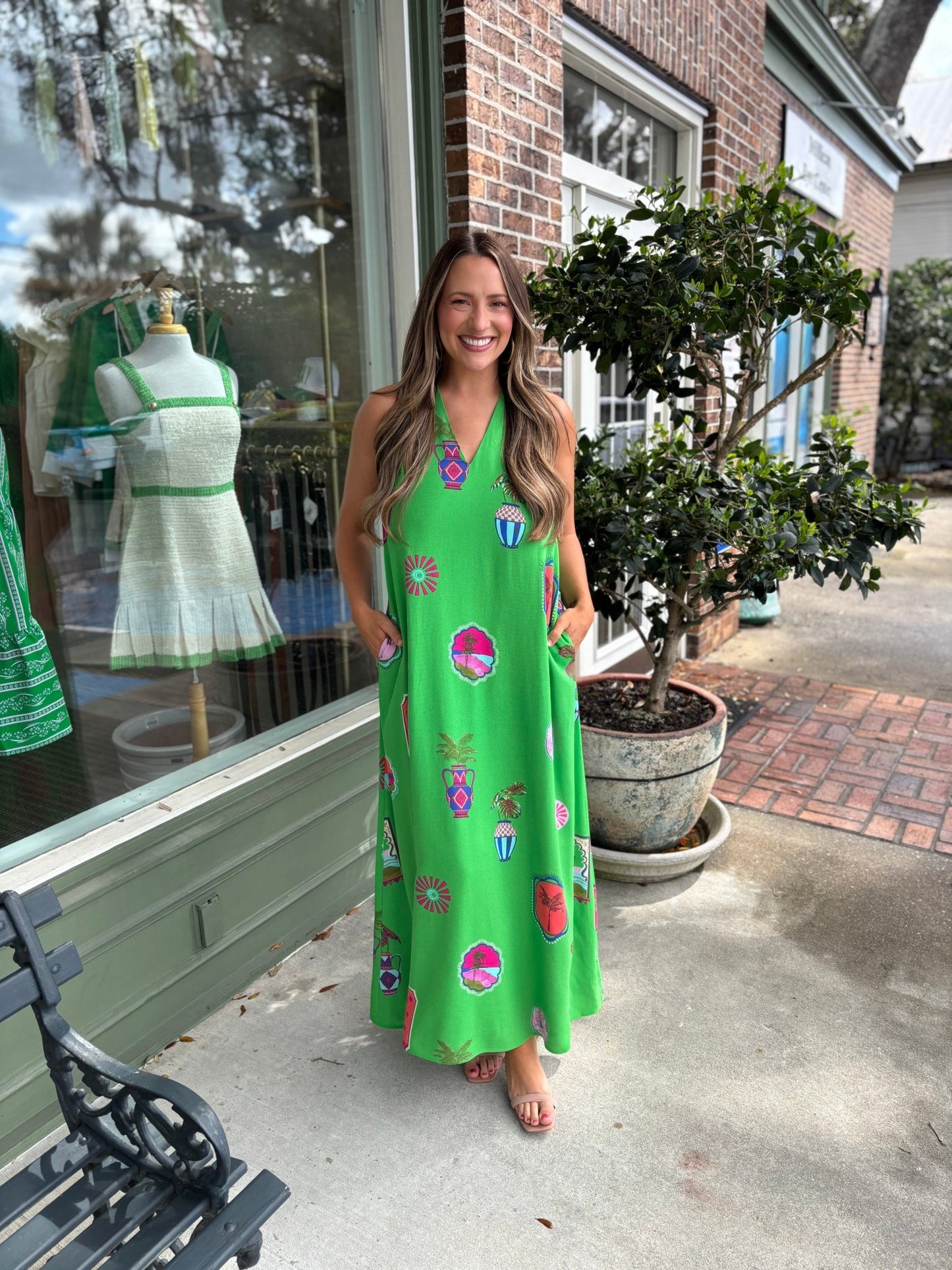 Trinie Postcard Rubi Halter Neck Maxi Dress - KJ Clothier