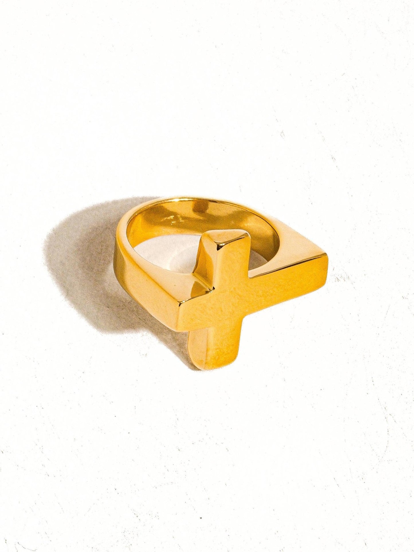 Truth 18K Gold Non - Tarnish Cross Ring: Yellow Gold - KJ Clothier