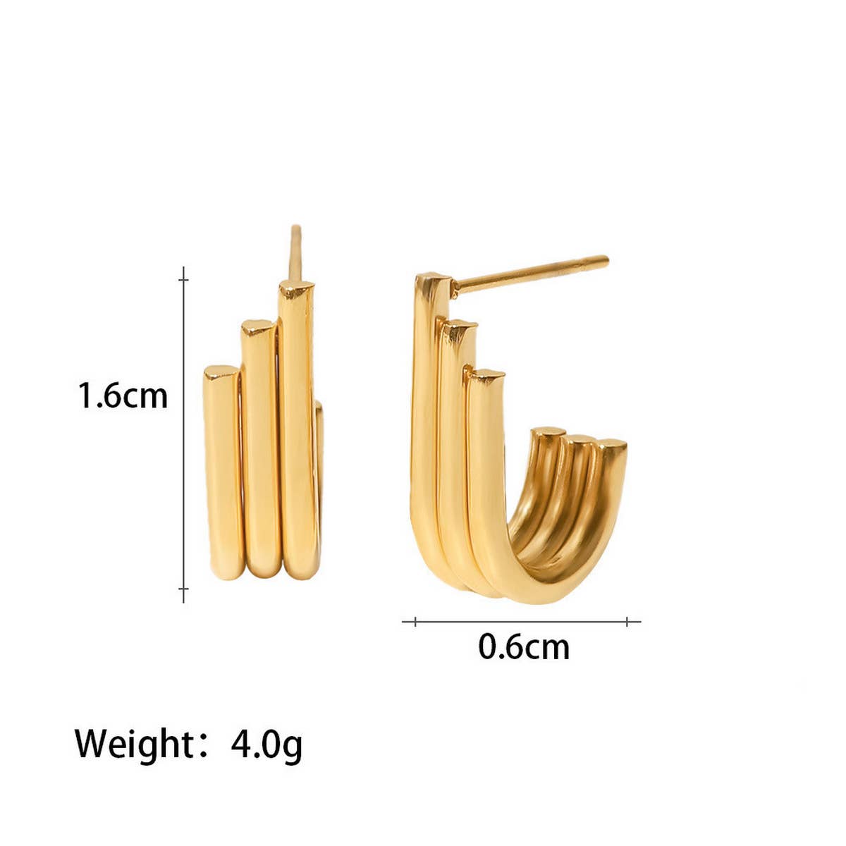U - Shape Chunky Earrings - KJ Clothier