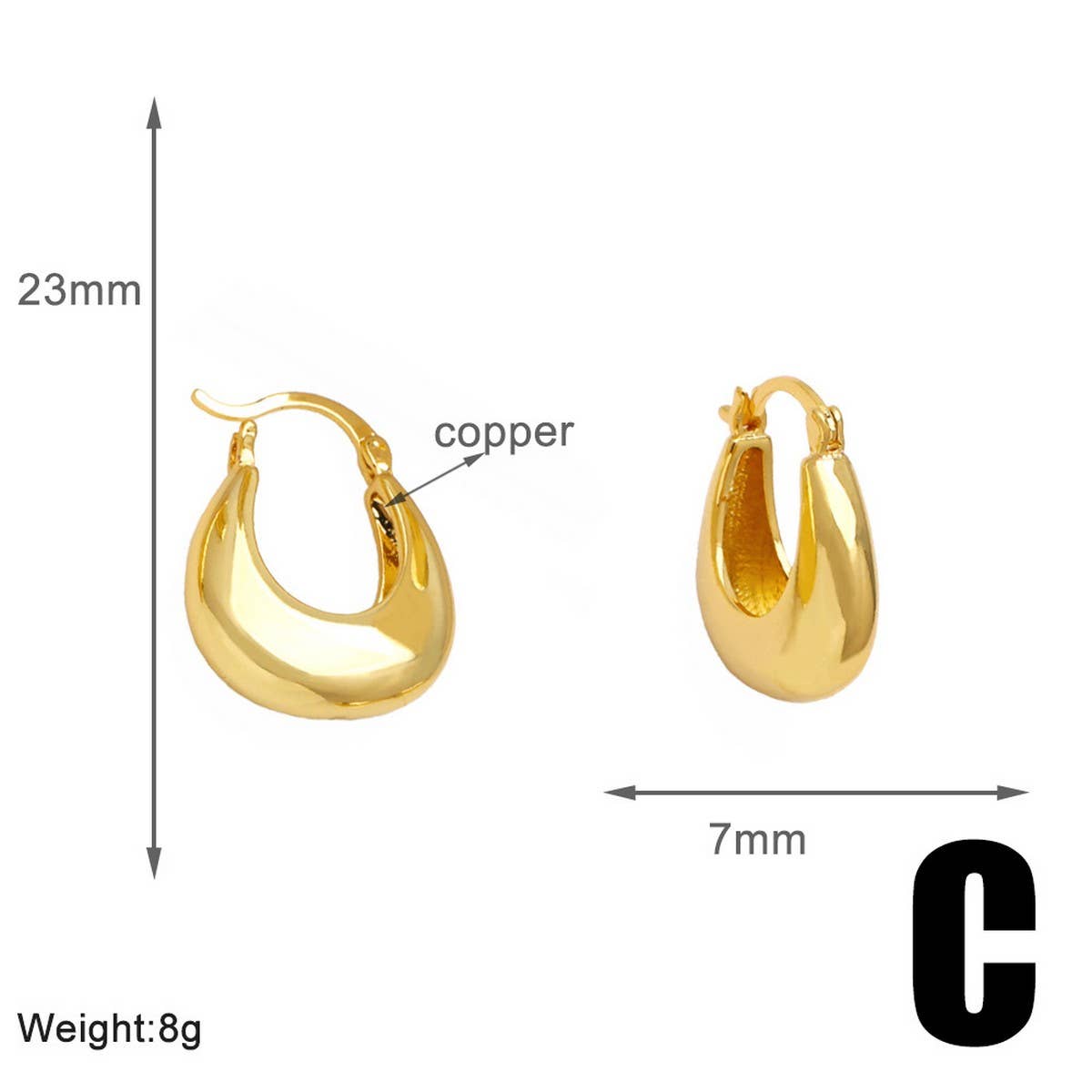 U - Shape Minimalist Gold Earrings - KJ Clothier