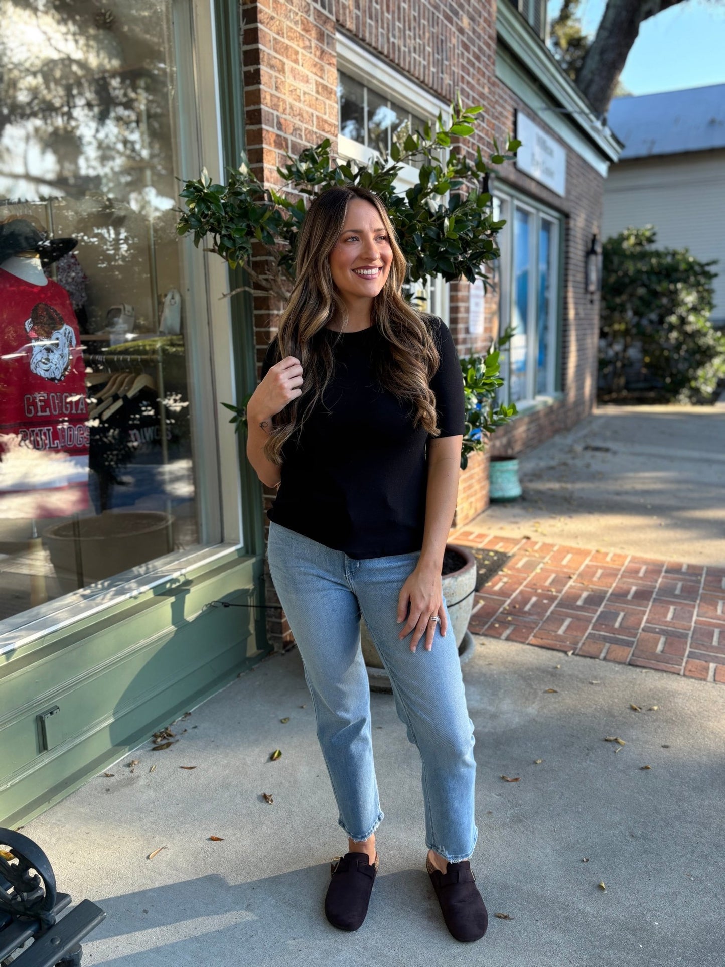 Ultra Soft 3/4 Length Sleeve Tee - Black - KJ Clothier