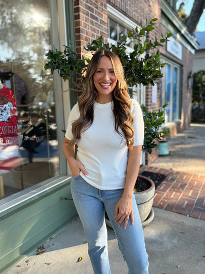 Ultra Soft Basic Short Sleeve Tee - Ivory - KJ Clothier